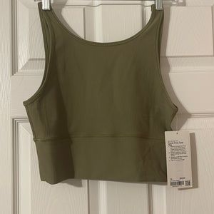 Lululemon Power Pivot Tank *Rib. Color Bronze Green (BRZG) size 10. NWT
